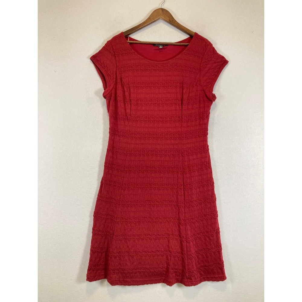 Classic Sharagano Womens 14‎ Red Textured Cap Sleeve Scoop Neck Sheath Dress